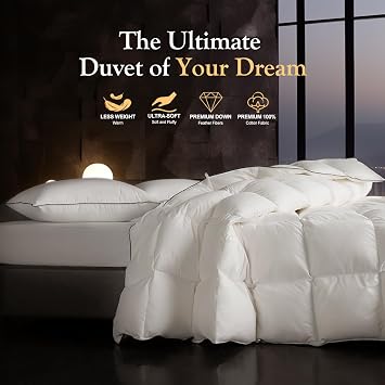 Down Fibers Comforter Oversize King Size -Ultra Soft Comforter High Fill Power,Hotel Collection Fully Duvet Insert with Corner Tabs,Expert-Crafted Even Loft(White,120x98)