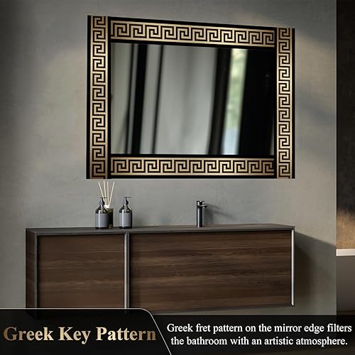 Miniatura 2 de funlife Adhesivos para borde de pared con patrón de Grecia, autoadhesivo para zócalo de pared, línea de cintura para espejo de tocador de pared de