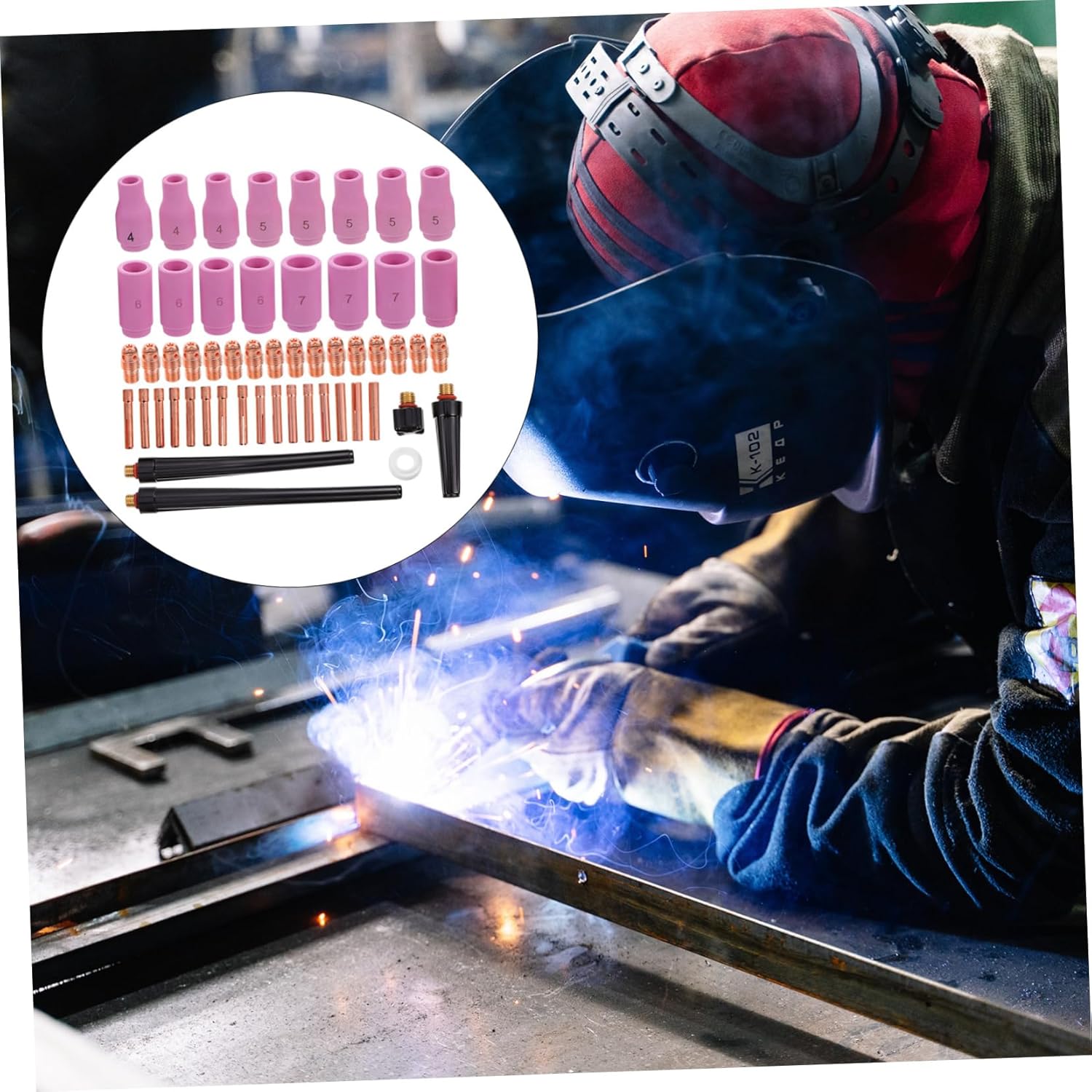 NUOBESTY 1Set Argon Arc Welding Torch Nozzle Electrode Clips for Wp Durable Copper Ceramic Construction Easy Assembly High Efficiency Reliable Performance