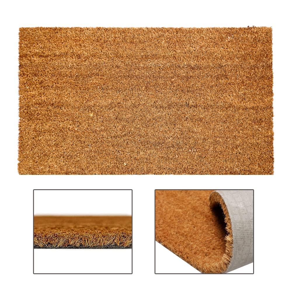 TradeXone door mat Plain Coir Slip-Resistant door mats indoor hard-wearing shaded doorways door mats outdoor with scrapping surface neutral style for all floor types (40cm x 60cm)