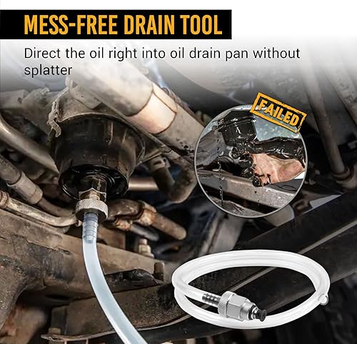 Miniatura 5 de EWK Llave de filtro de aceite de aluminio forjado de 2.520 in con manguera de drenaje, herramienta de cambio de aceite resistente para Toyota,