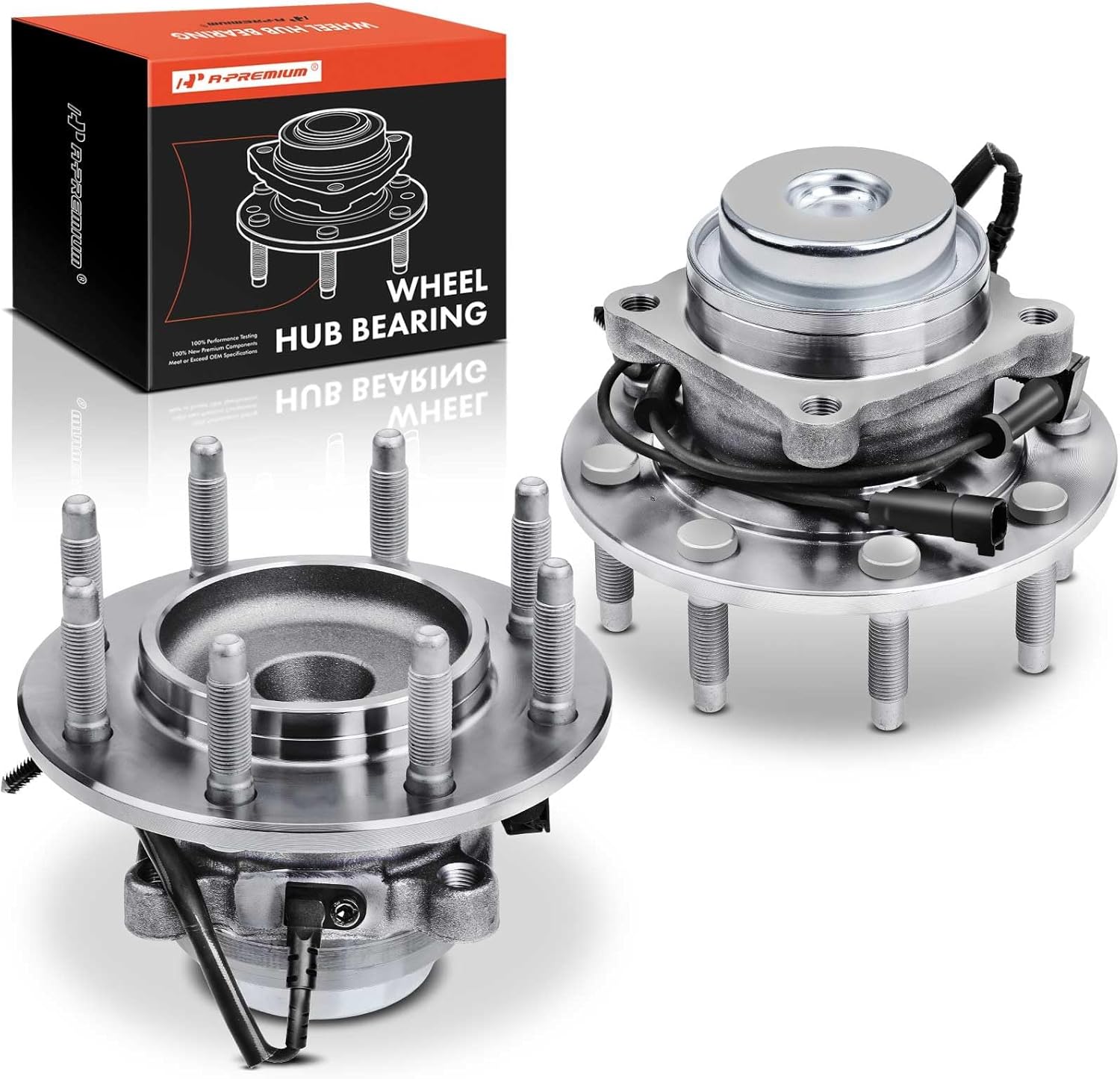 A-Premium 2 x Front Wheel Bearing and Hub Assembly with ABS & 8-Lug Compatible with Chevrolet Express 2500 3500 2018-2023, Express 4500 2018-2019 & GMC Savana 2500 3500 4500