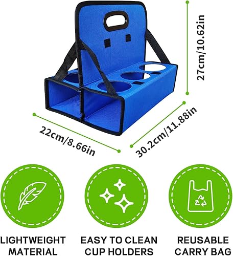 Miniatura 6 de Boczif Portavasos portátil con soporte para bebidas reutilizable o para latas, soporte para 6 tazas con asa, se pliega plano, para transportar café,