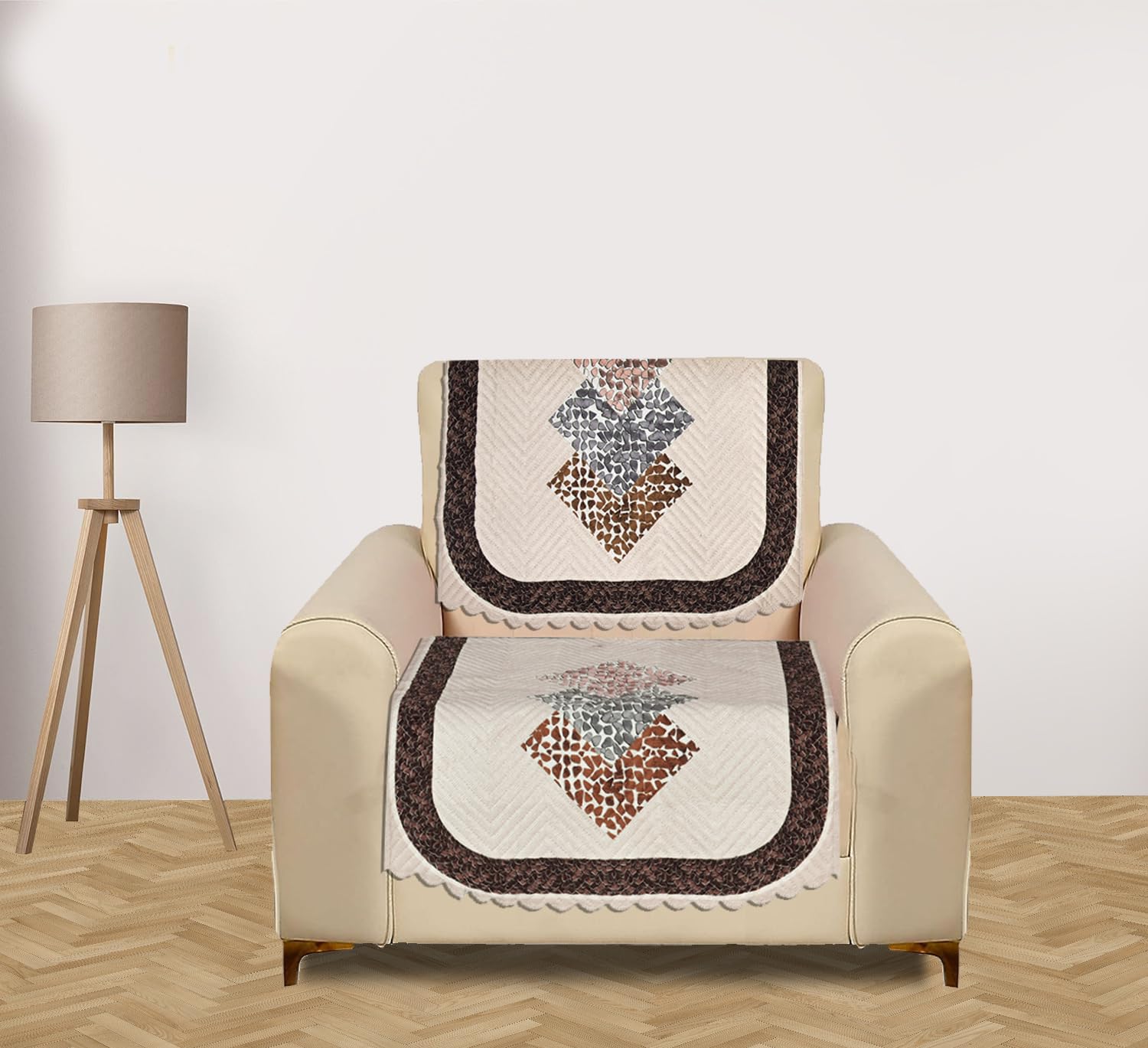 COZY FURNISH Velvet Floral Quilted Sofa Chair 1 Seater | Premium 2 Piece Sofa Chair Covers, Seat & Back Cover-image-18