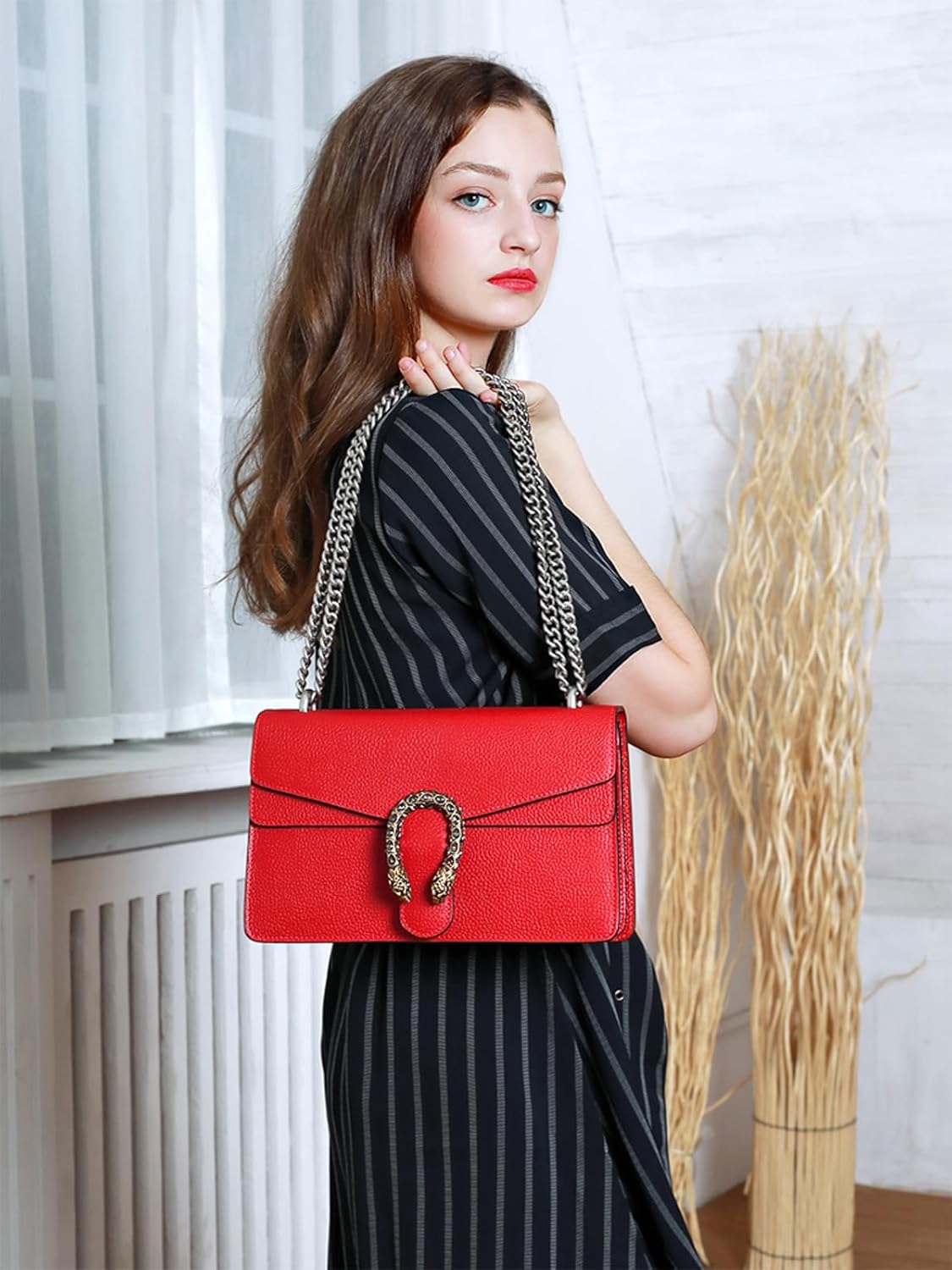 Women's Shoulder Bag,Genuine Leather Bag Tote Handbag,Cute Stylish Crossbody Bags Mini Clutch Purse for Work Shopping Outings - Image 2