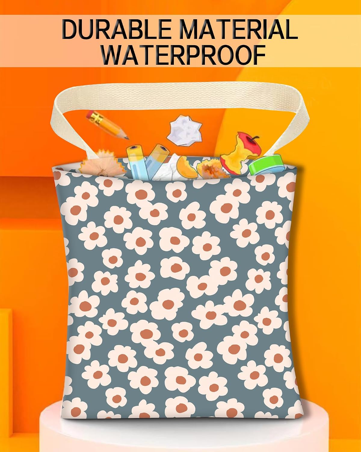 Car Garbage Can, Car Trash Bag, Car Garbage Bag, Hanging Car Trash Can for Car Accessories, Vehicle, Travelling, Camping, Cute Car Back Seat Organizer, Cute Grey Flowers