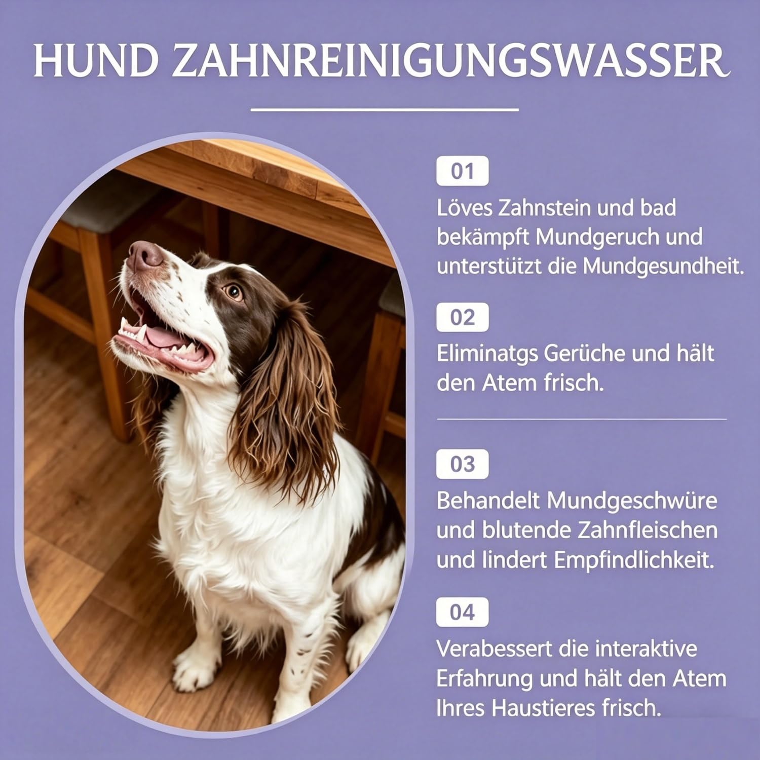 Fluffy Smile - Enjuague bucal dental para perros - No es necesario cepillarse los dientes, fácil de añadir al agua potable, reduce la placa dental y el mal aliento, cuidado bucal diario suave