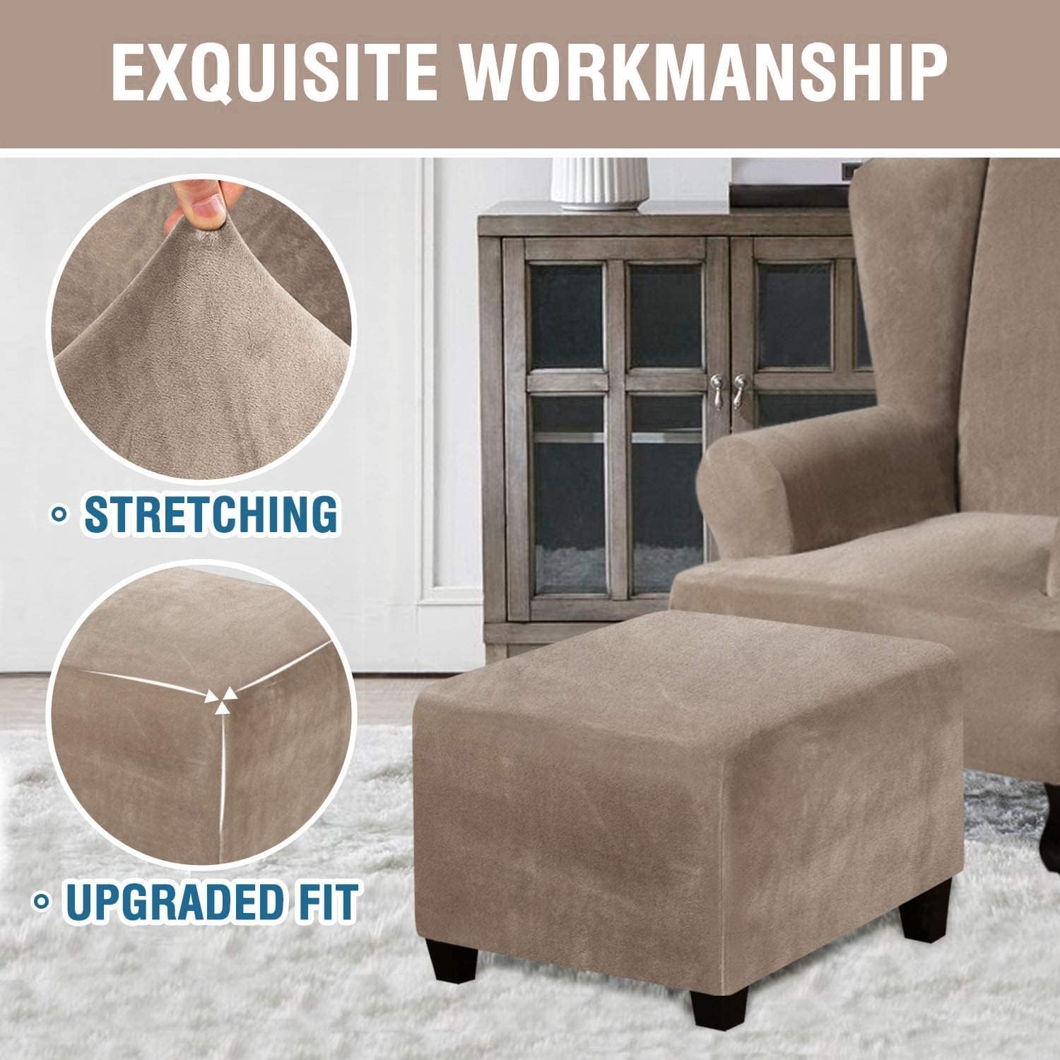 Ottoman Covers Slipcovers Square Round Small Large Footrest Stool Stretch Storage Stool Ottoman Cover Footrest Foot Stool Cover Furniture Protector(#17,95x95x45cm)