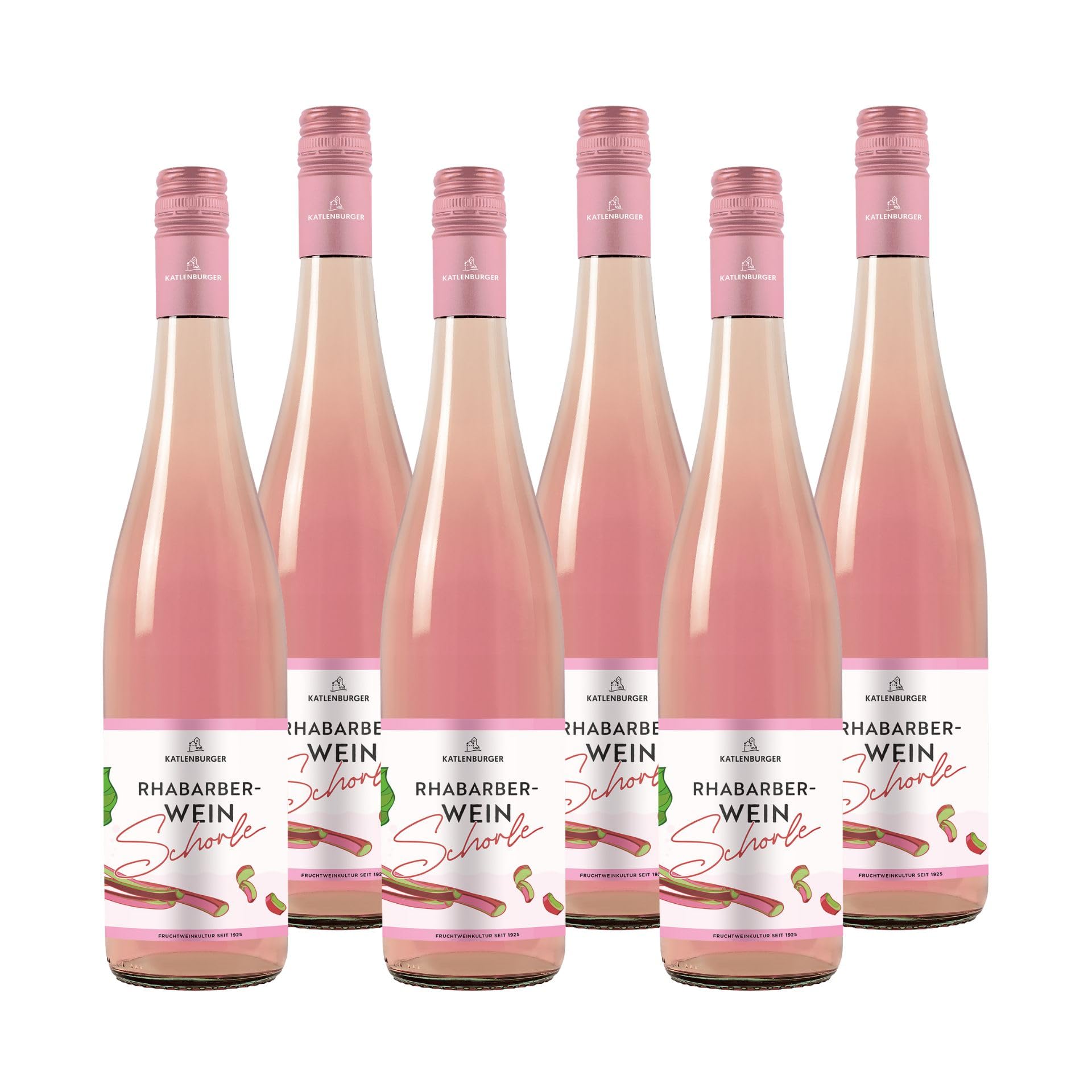 KATLENBURGER - Fruchtweinschorle Rhabarber | Natürlich-leichte und fruchtige Schorle aus Katlenburger Fruchtweinen. Leicht, spritzig und ideal für Sommerabende. Inhalt: 6x 0,75l mit 5% vol.
