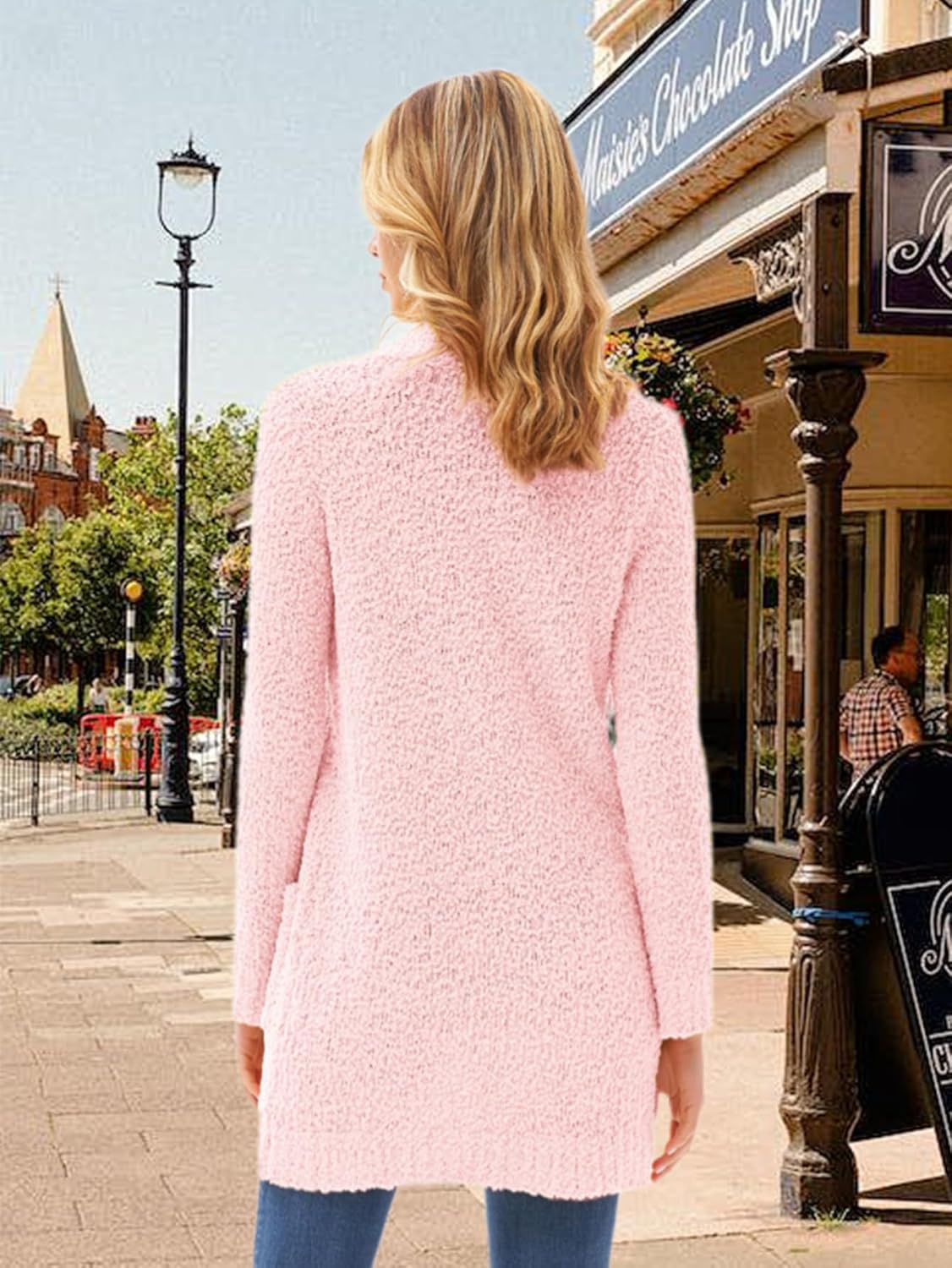 GRACE KARIN Long Cardigan Sweaters for Women, Open Front Fuzzy Winter Coat, Chunky Knit Winter Clothing with Pockets - Image 4