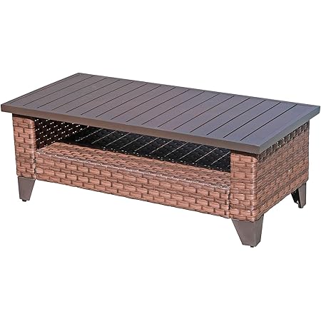Amazon.com: Outdoor Storage Table Wicker Patio Coffee Table All-Weather ...