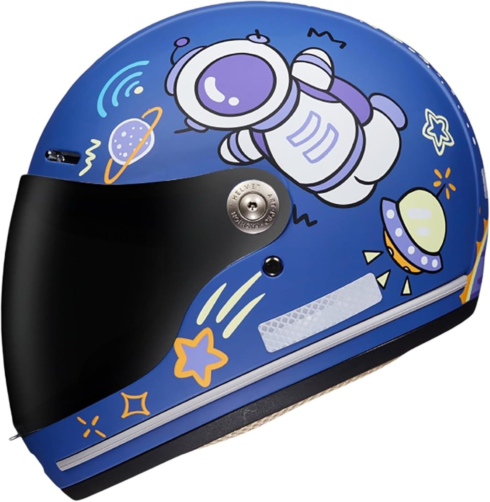 Kask motocyklowy dziecięcy, kask kreskówkowy dla chłopców i dziewcząt, kask integralny dla dzieci, odpowiedni do rowerów elektrycznych, motocykli i skuterów, homologacja ECE. 8,(46-52 cm)