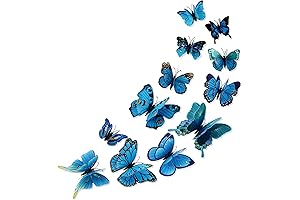 12PCS Butterfly Wall Decals Removable 3D Blue Butterflies Sticker