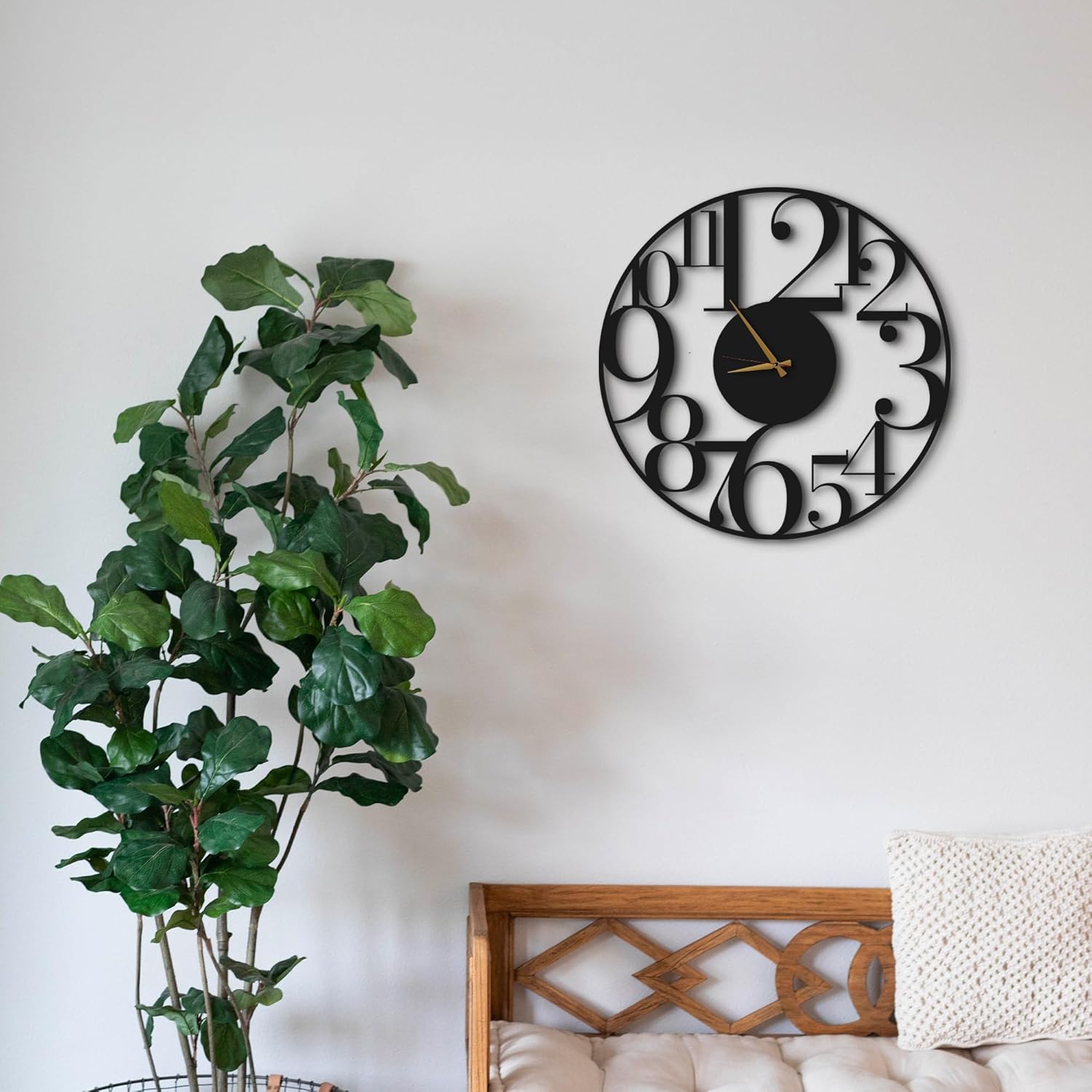 Grand Number Wall Clock – 36 Inch Extra-Large, Noise-Free Quartz Movement, Black Metal Bold Numerals, Contemporary Timepiece for Great Room, Lobby, Kitchen