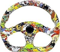 Vista 1 de Volante de Carreras de Coche con Patrón de Graffiti Volante de Derrape Plano de Acrílico para Juego de Simulación de Derrape en PC
