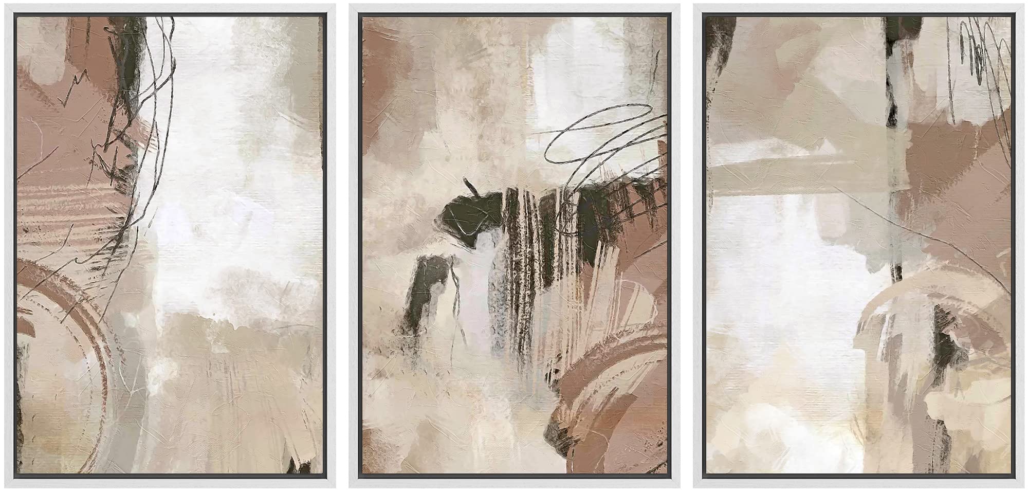 SIGNWIN Framed Canvas Print Wall Art Set Coastal Serenity Abstract Seaside Illustrations Modern Art Decorative Rustic Calm/Zen for Living Room, Bedroom, Office - 24"x36"x3 Natural — view 12