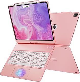 iPad Pro 12.9-inch Case with Keyboard, Touch Trackpad Keyboard Case for iPad Pro 12.9-inch 2022-6th/ 2021-5th/ 2020-4th/ 2018-3rd Generation, 360° Rotatable iPad Pro 12.9-inch Case with Pencil Holder