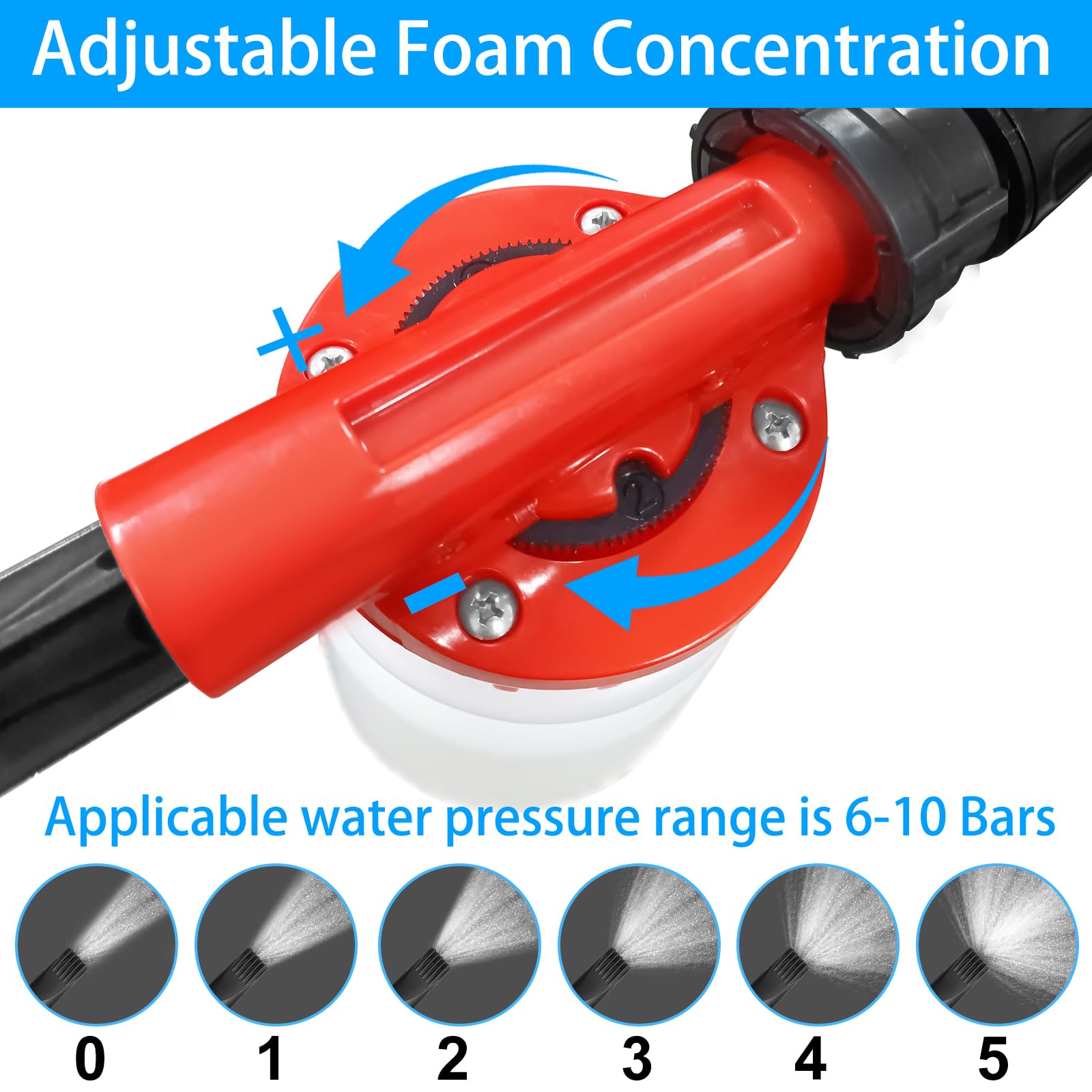 Pulvérisateur à mousse pour voiture - 1000 ml - Réglable - Pour lavage de voiture, grande capacité avec bande anti-fuite - Canon à mousse 2 en 1 pour le lavage, l'arrosage du jardin, la douche