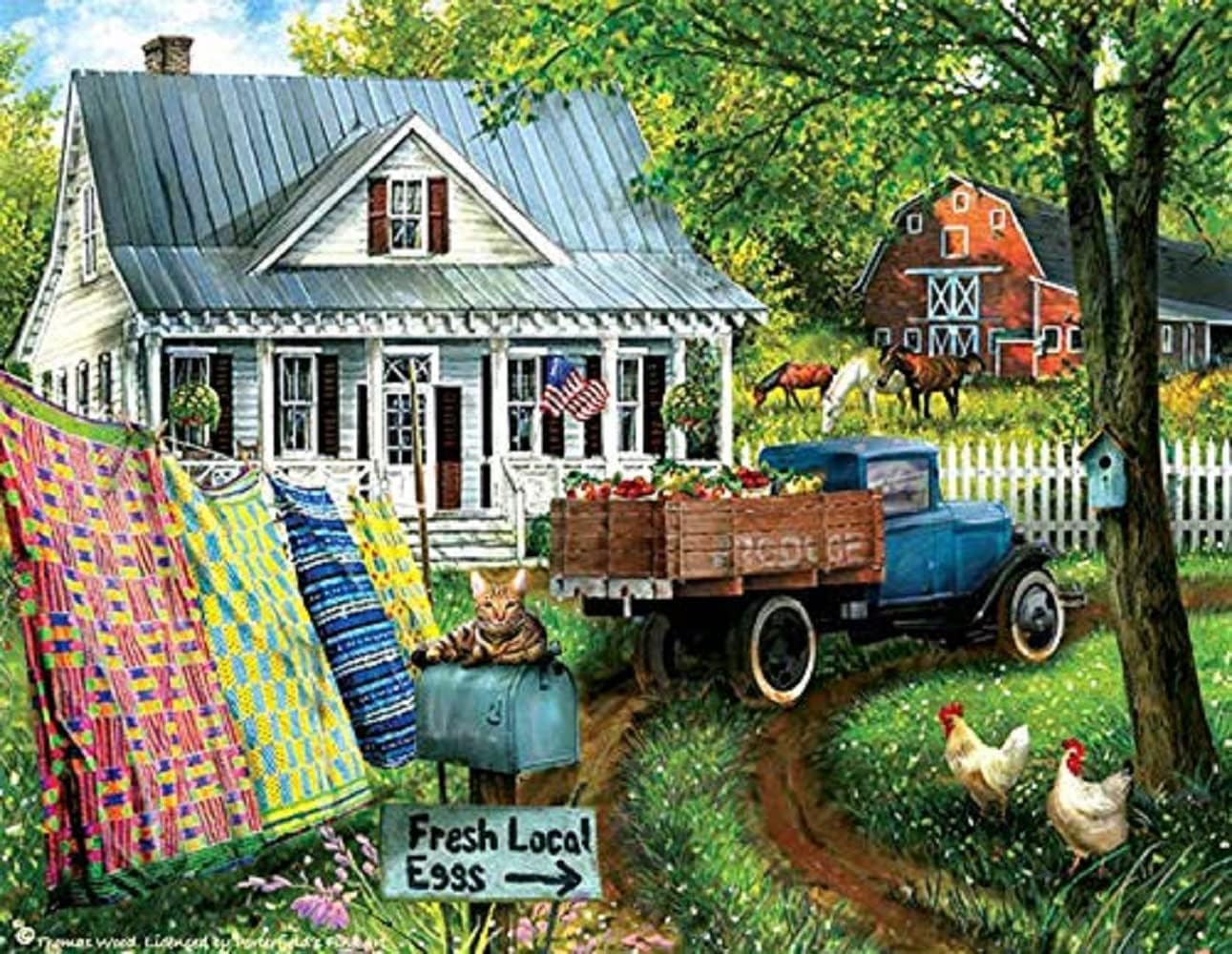 SUNSOUT INC - Countryside Living - 300 pc Jigsaw Puzzle by Artist: Tom Wood - Finished Size 18" x 24" - MPN# 28729