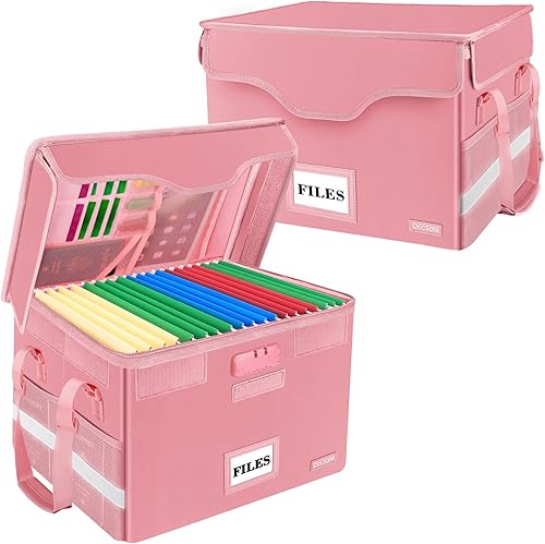 Vista 90 de DocSafe Caja organizadora de almacenamiento de archivos ignífuga con tapa, caja de archivo plegable para colgar cartas/carpetas legales, caja