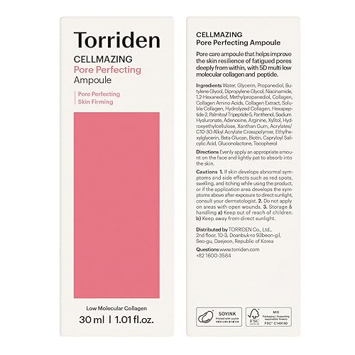 Miniatura 9 de Torriden CELLMAZING Ampolla Perfeccionadora de Poros 30ml (1.01 fl.oz.)  Mejora la Elasticidad de la Piel  Complejo de 5D Colágeno, Péptidos, PHA,