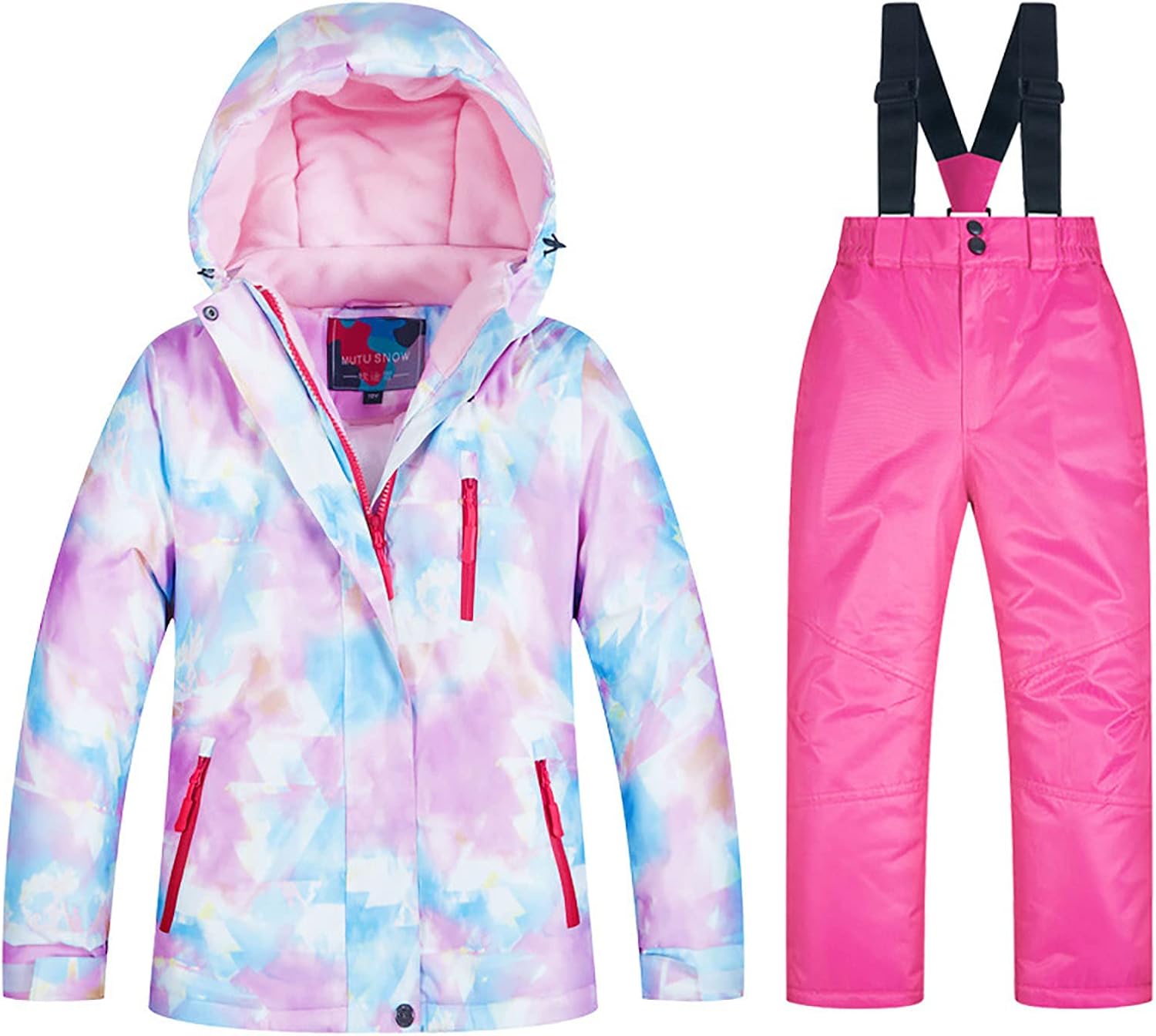 Children's Rendering Design Snowsuit Big Girl Snowboard Ski Jacket Pants Set Kids Coat Keep Warm in -40°C/℉