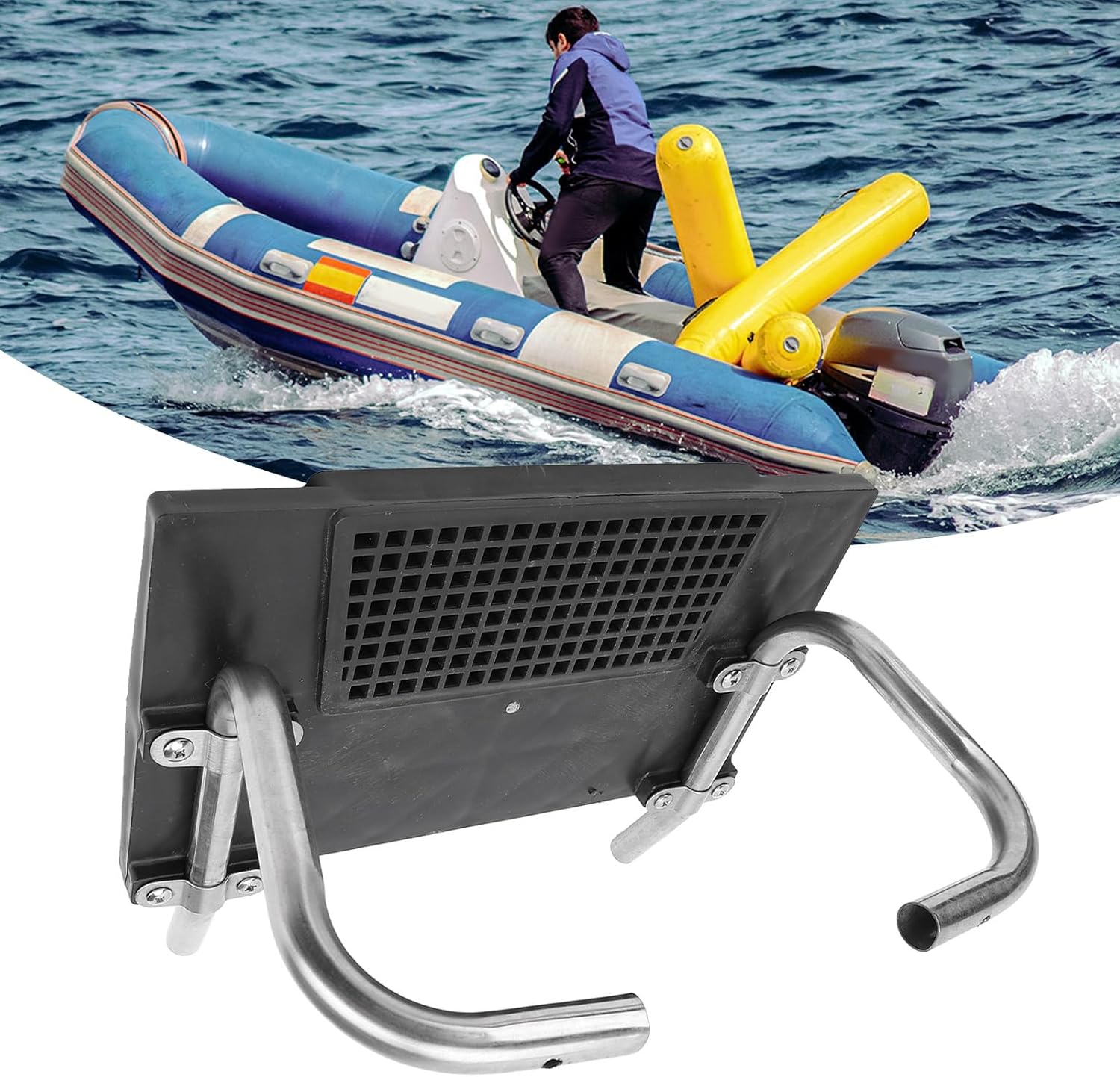 Qqmora Outboard Motor Bracket Heavy Duty Stable Support Stand Mount Marine Engine Bracket for Rubber Boat Inflatable Boat PVC Metal Material