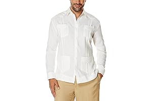 GUYABERA MENS SHIRT LINEN FORMAL LONG SLEEVE