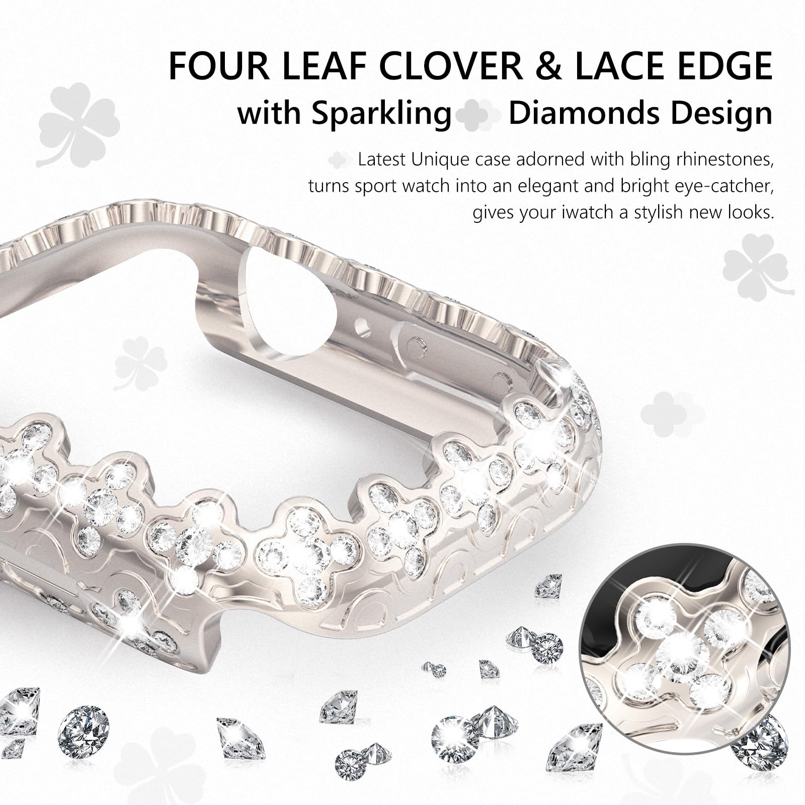 WINGLE Bling Case for Apple Watch 41mm Screen Protector Case Series 9 8 7 - Image 2
