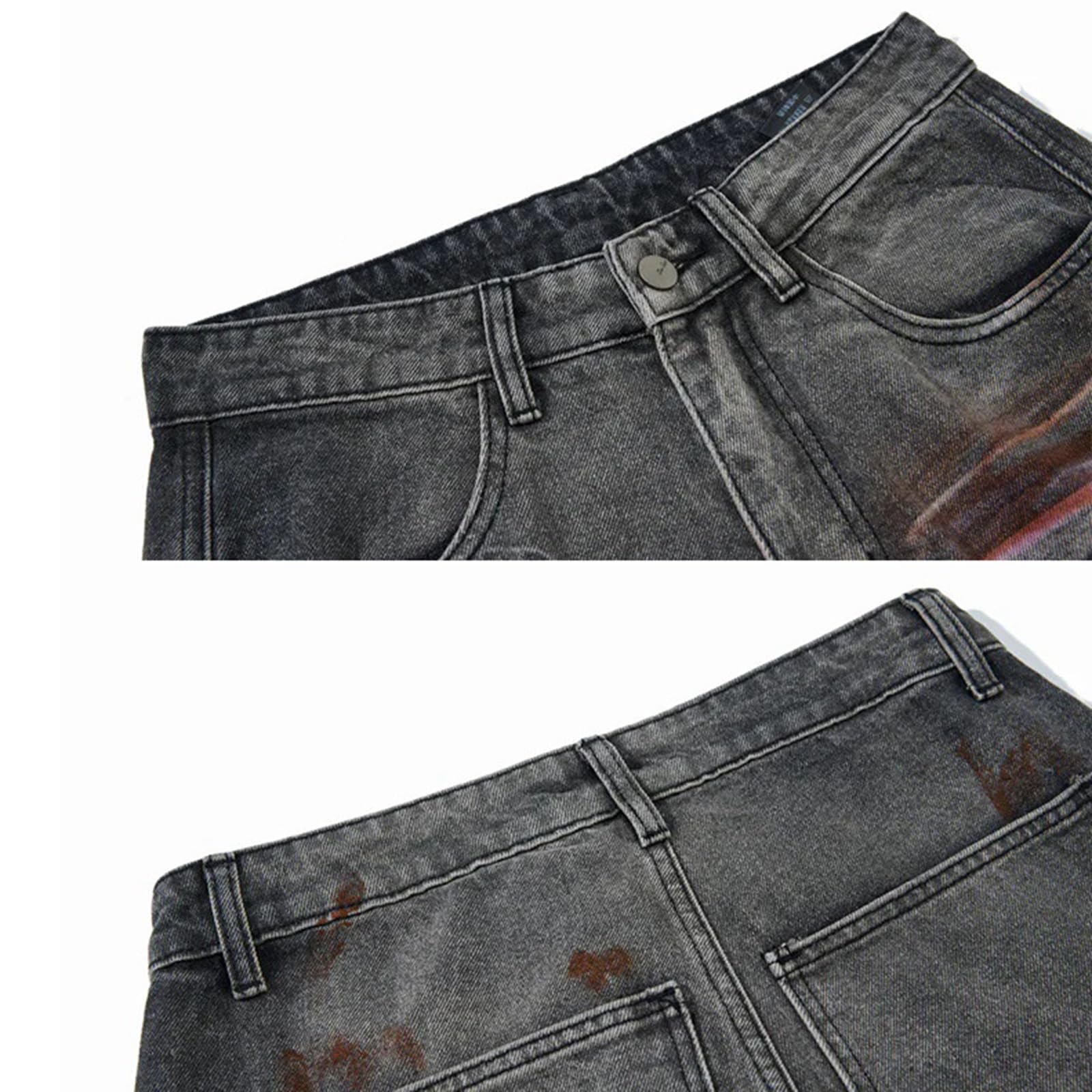 Unisex Boyfriends Gamba Larga Jeans Jeans Retro Larghi Denim Larghi Pantaloni Hip Hop Vita Media Jean Streetwear Unisex Graffiti Baggy Grunges Hiphop Streetwear Harajukus