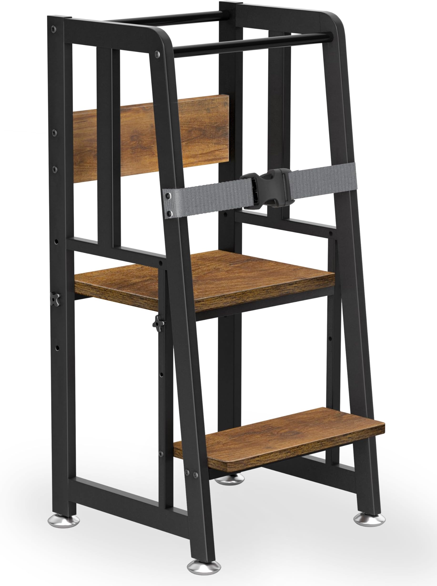 BACEKOLL Toddler Kitchen Stool Helper - Toddler Learning Kitchen Tower for 1-3 Kids, Steel-Wood Toddler Stool for Kitchen Counter & Bathroom - Adjustable Height Standing Tower - Step Stool for Toddler