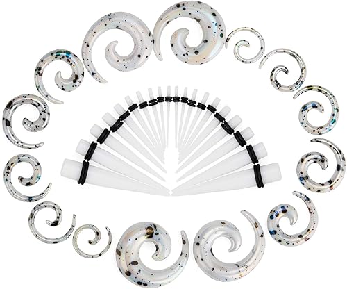 Miniatura 4 de JDXN 64 piezas de dilatadores acrílicos en espiral para túneles y tapones 14G-00G, kit de estiramiento de oreja