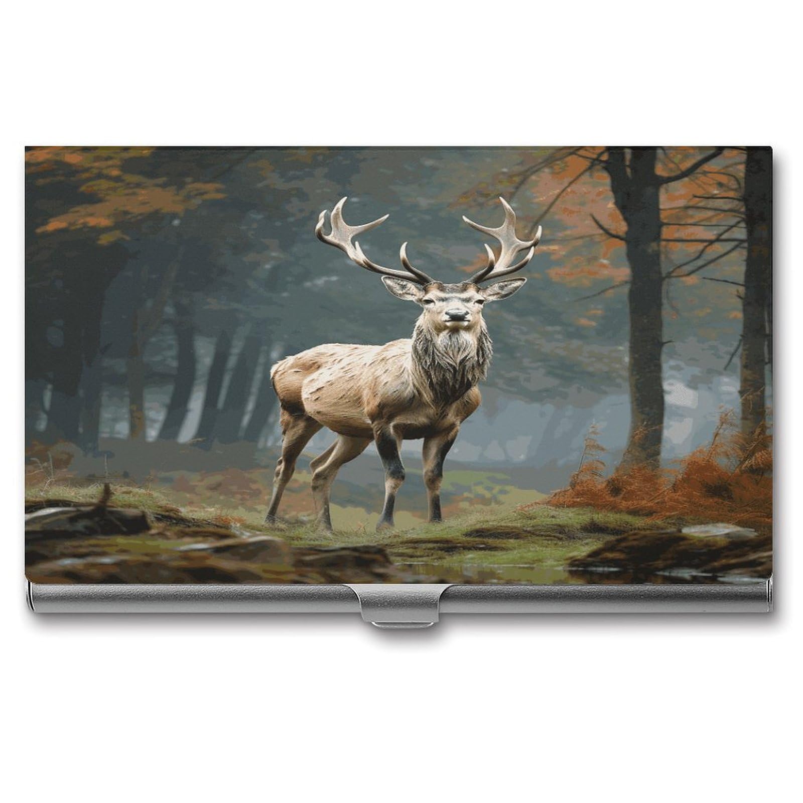 JTREHY Deer Animals Business Card Case Convenient to Carry Business Card Dispenser Durable Not Prone to Wear And Tear Business Card Holder for Men & Women