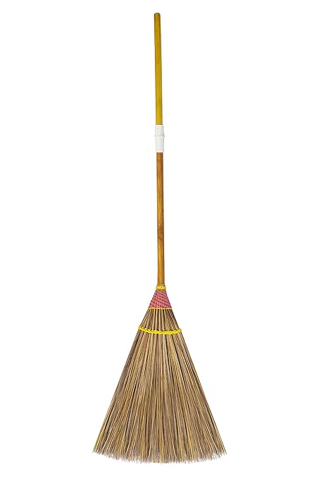 61 Inch Eco Outdoor Brooms, Natural Coconut Leaf Broom,Yard Broom, Sweep Snow and Wet Leaves Multi-Surfaces Sturdy Outdoor Coconut Leaf Broom Bamboo Stick Handle Durable Broom Asian Heavy Duty Broom