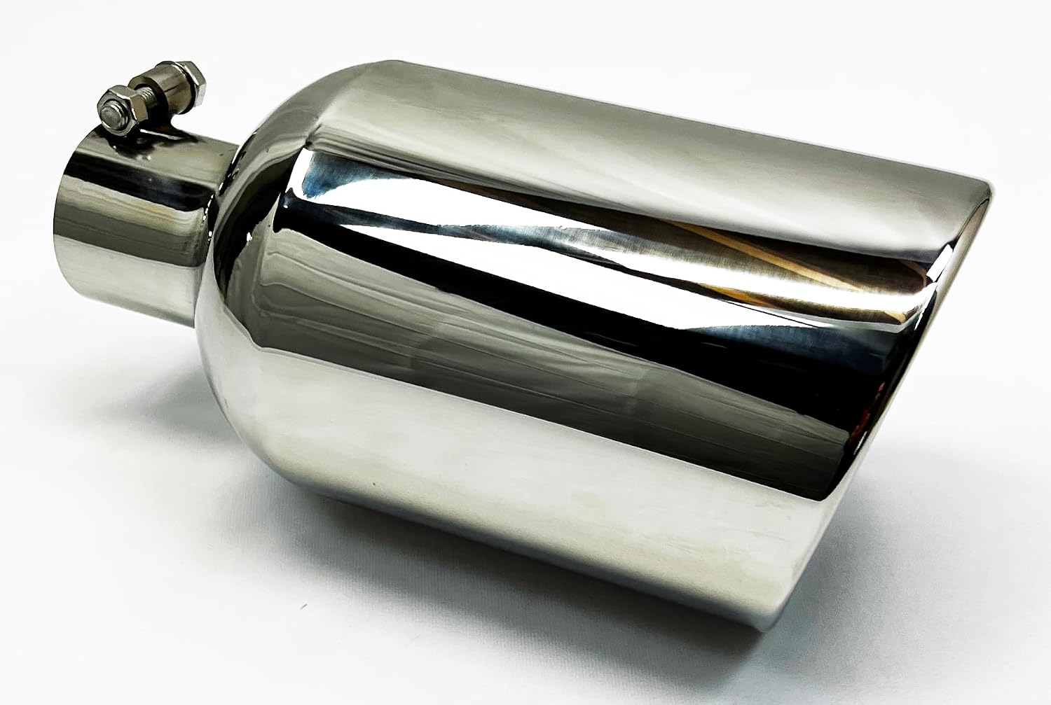 Exhaust Tip 2.50" Inlet 6.00" Outlet 12.00" Long Rolled Slant Chrome Wesdon Exhaust Tip