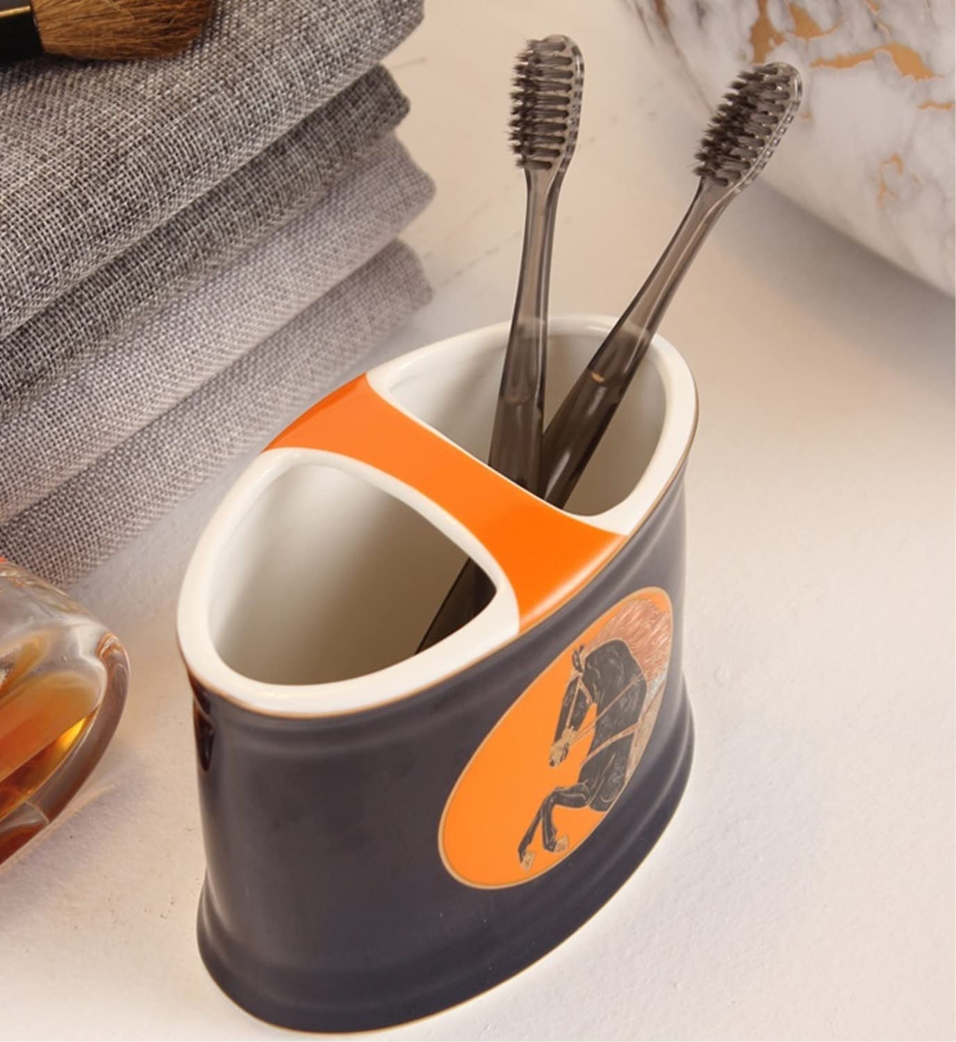 Set de Baño Juego de Accesorios de Baño Juego De Accesorios De Baño De Lujo Ligero, Decoración De Forma Única De Cerámica, Patrón De Caballo Para Regalo De Inauguración De La Casa Juego de Baño Acceso