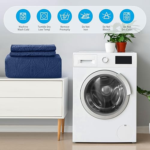 Miniatura 6 de MASVIS Juego de edredón tamaño matrimonialqueen, colcha ligera de microfibra acolchada para todas las estaciones, edredones clásicos con patrón de