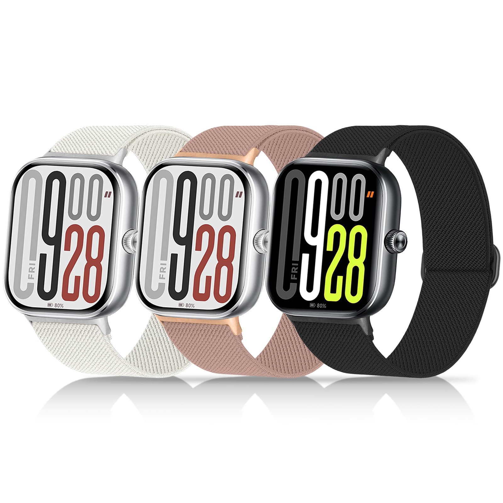 chinbersky 3 elastyczne nylonowe paski kompatybilne z Xiaomi Smart Band 9 Pro / 8 Pro, materiałowy, regulowany, rozciągliwy, sportowy pasek do Xiaomi Redmi Watch 5/Watch 4, dla mężczyzn i kobiet