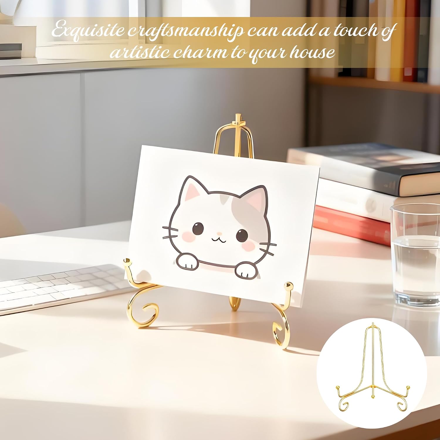 10Pcs 6 Inch Metal Plate Stands for display Gold Picture Frame Holder Stand Table Easels for Display Decorative Book, Photo Easel, Plate, Dish, Tabletop Artistic work