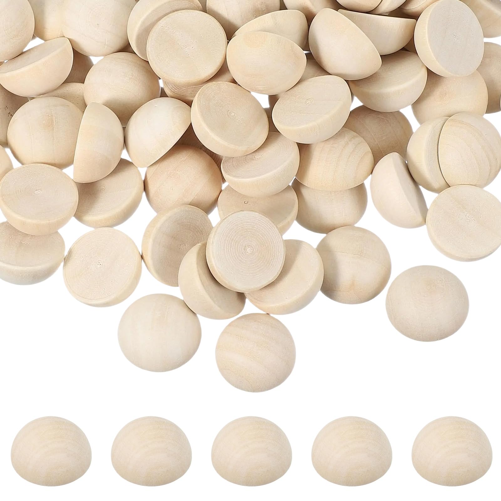 Demi-perles en bois naturel 25 mm pour peinture et projets créatifs