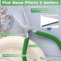 Vista 2 de SPEEDWOX Alicates de punta plana de 5 pulgadas, mini alicates de pico de pato, alicates de nariz fina, alicates de precisión para hacer joyas