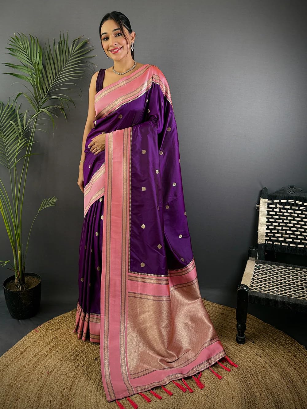 SGF11 Women's Kanjivaram Pure Soft Silk Saree With Unstitched Blouse Piece