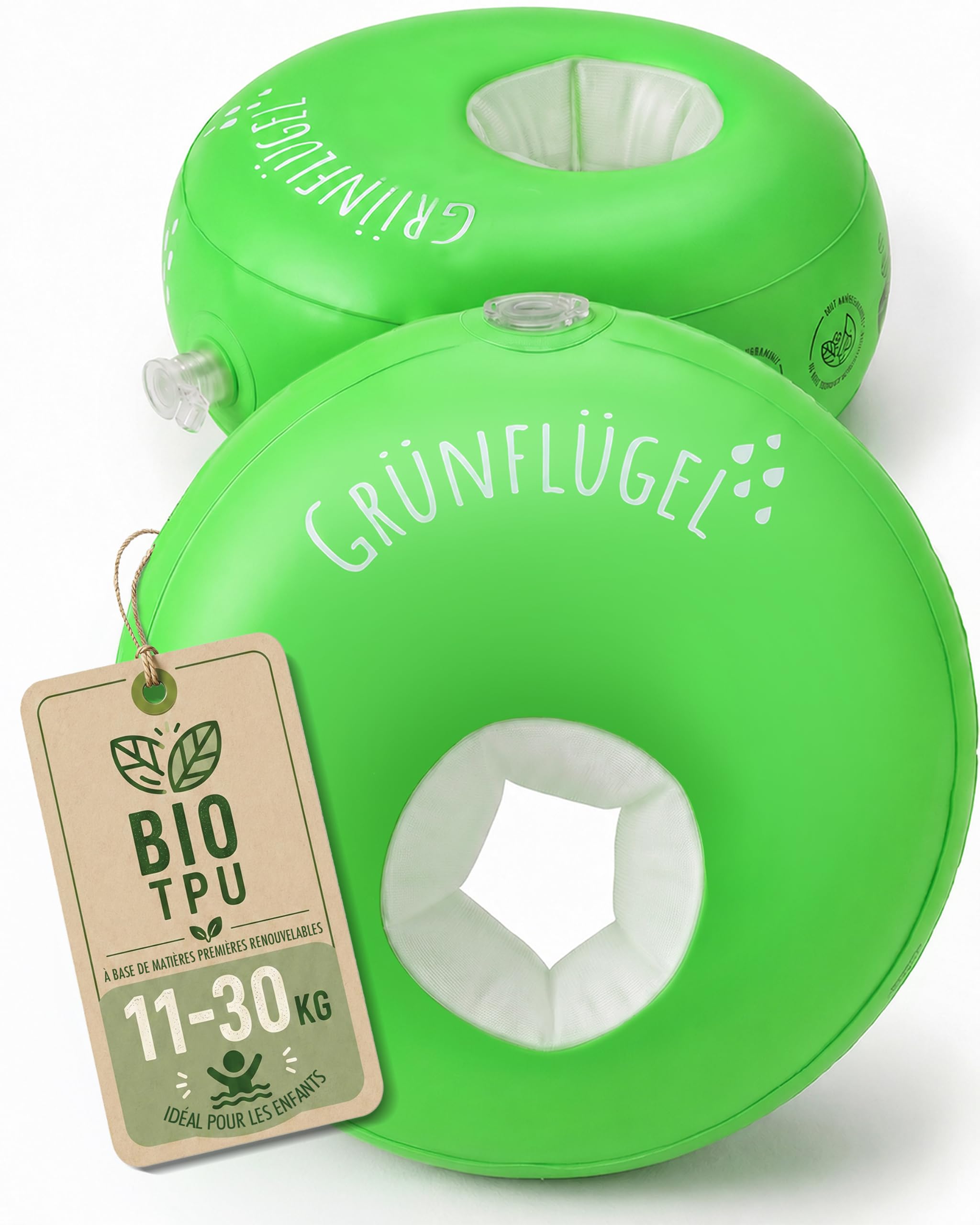 Brassards Verts à partir de 1 an - 11-30 kg & Sûrs | Doux pour la Peau & sans plastifiants