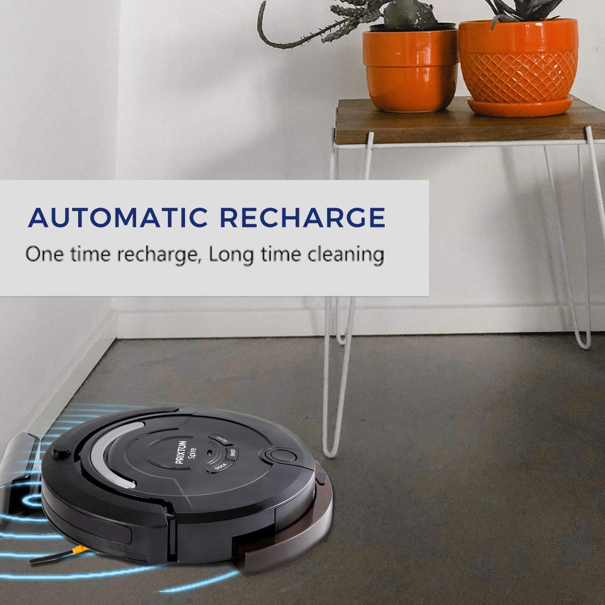 PRIXTON Spire 916 Robot Aspirador/Robots Aspiradores Fregasuelos, con App para Móvil, Programable, para Suelo Seco y Húmedo con 3 Modos de Limpieza: Automática, Esquinas, Profunda