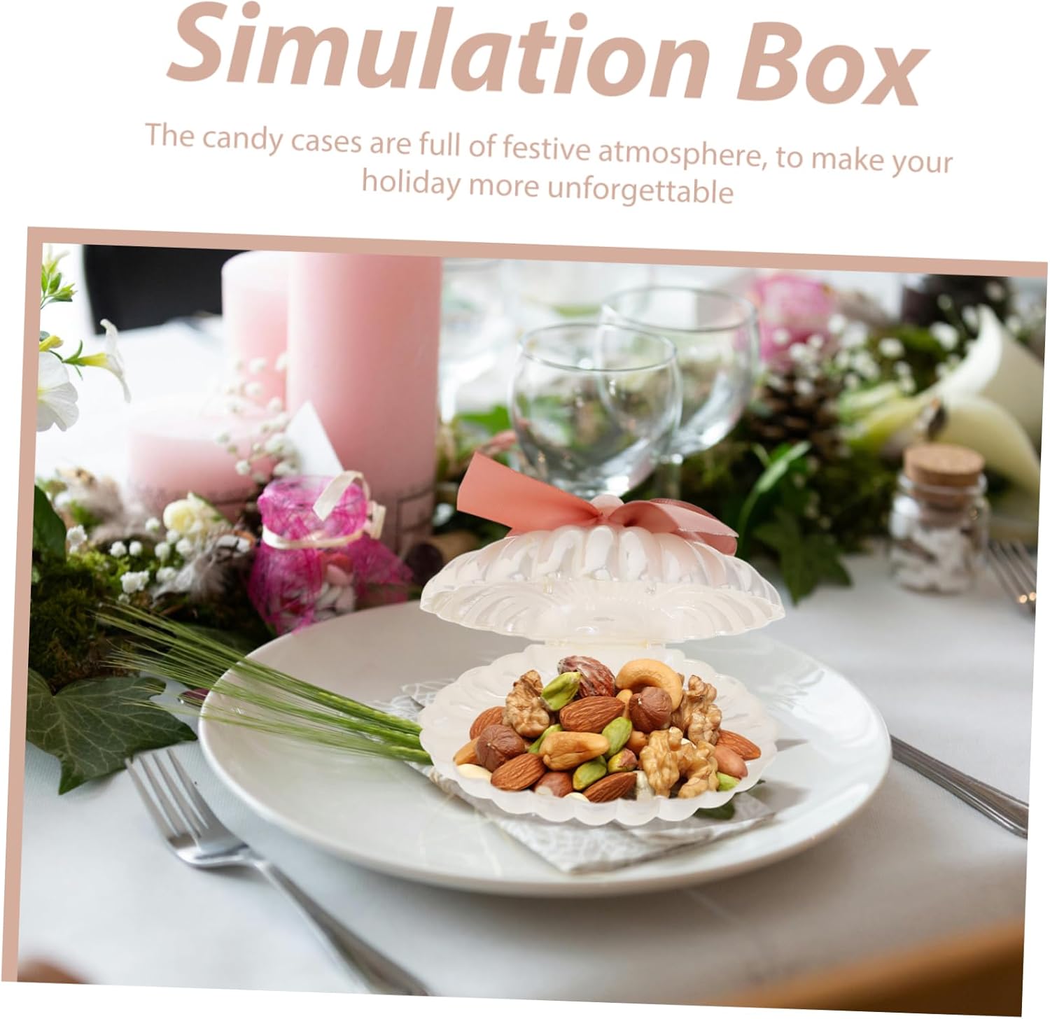 Amosfun 30pcs Seashell Candy Boxes Elegant Plastic Wedding Candy Containers with Ribbons for Birthday Party Favors Unique Shell Design for Special Occasions and