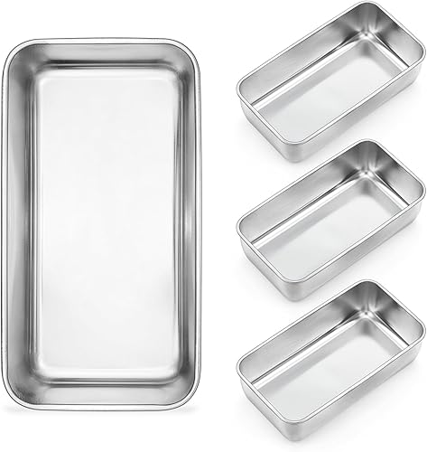 Onader Juego de 4 moldes para pan de carne de acero inoxidable para hornear de 9 x 5