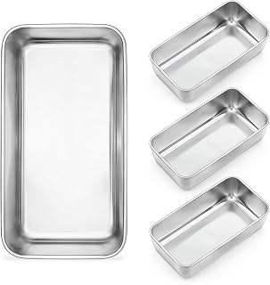 Onader 9 x 5 Bread Loaf Pans, Stainless Steel Deep Meatloaf Pan for Baking Set of 4