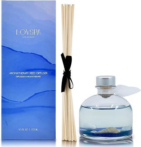 Miniatura 2 de LOVSPA Escape Beach Getaway Ocean - Juego de aceite difusor de varillas perfumado  Aroma marino cítrico fresco y ámbar amaderado  Fabricado con