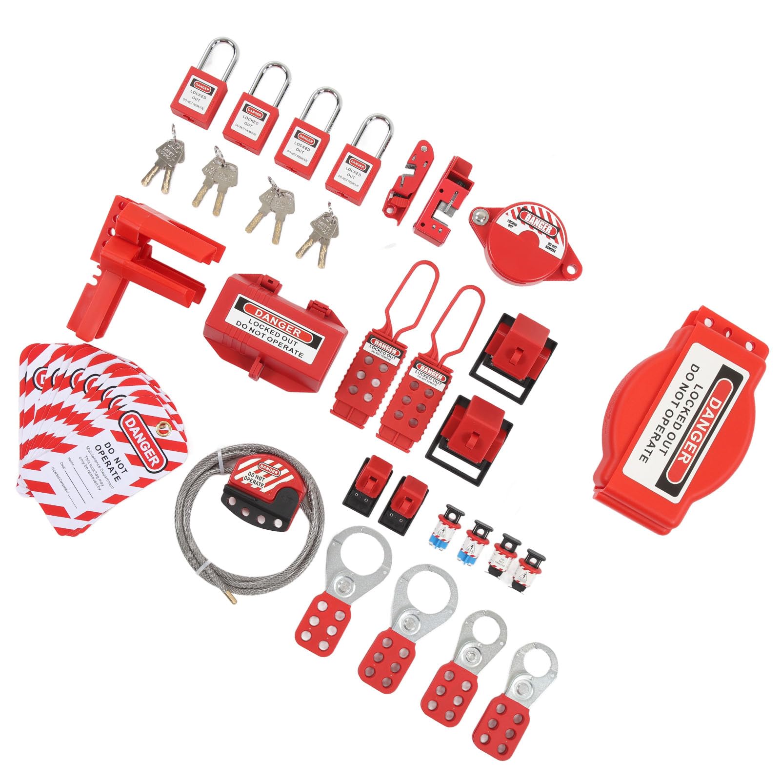 Kit de Etiquetado de Bloqueo de 47 Piezas, Cerraduras Seguras para Equipos Industriales, Juego de Combinación de Candados de Seguridad Eléctrica con Etiquetas de Seguridad,