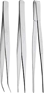 ANEX Precision Tweezers Set for Jewely Making, Craft, and Small Parts and Gauze, 3 Piece Set (Straight, Round, Bent), Made in Japan